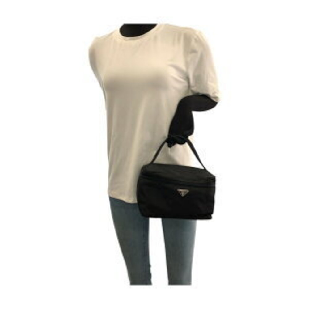 Prada handbag vanity nylon Tessuto plate black logo bag triangular - Picture 7 of 10